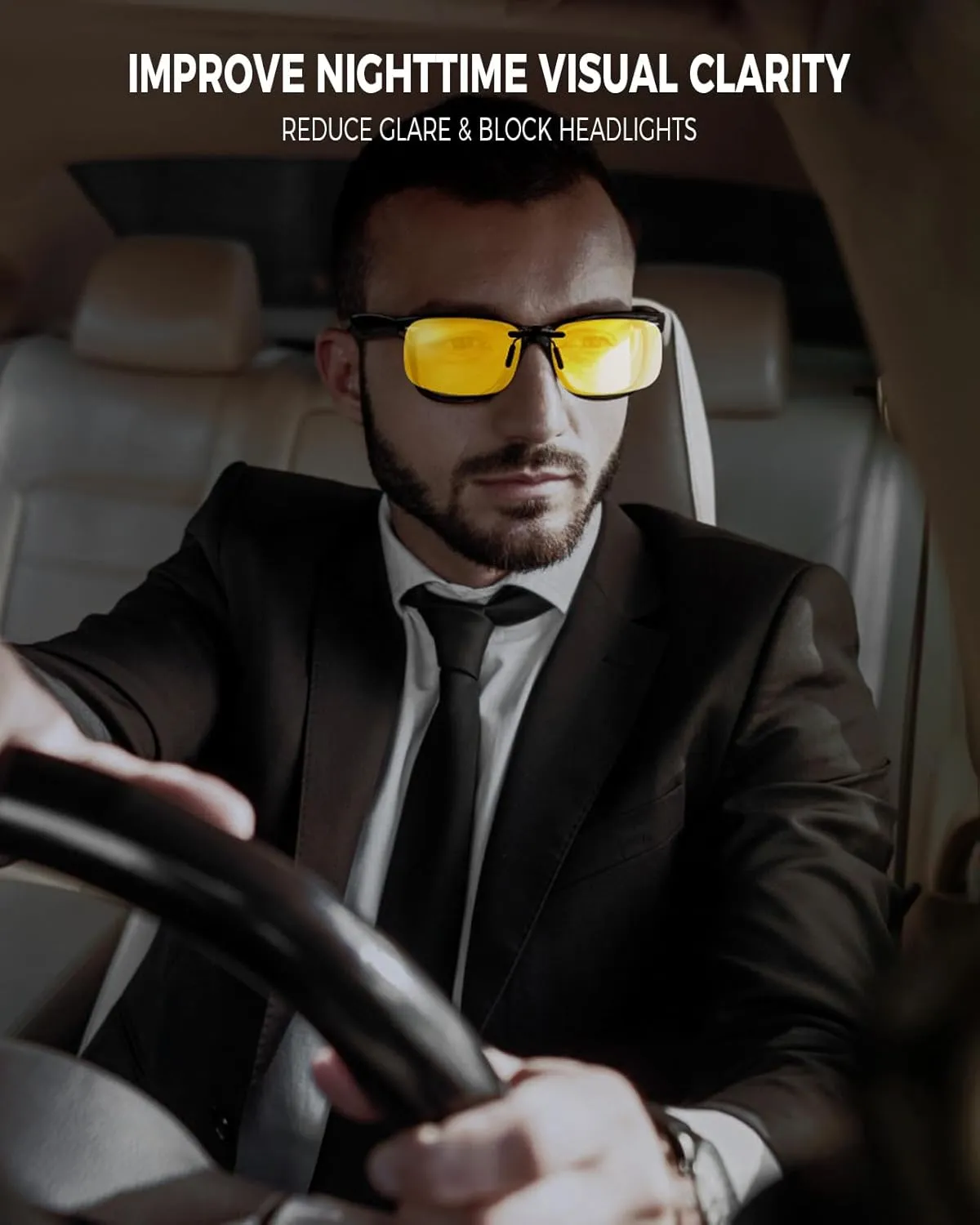 Clip On Night Vision, Driving Polarized Sunglasses - Anti Glare UV400 for Wearing Over Prescription Glasses
