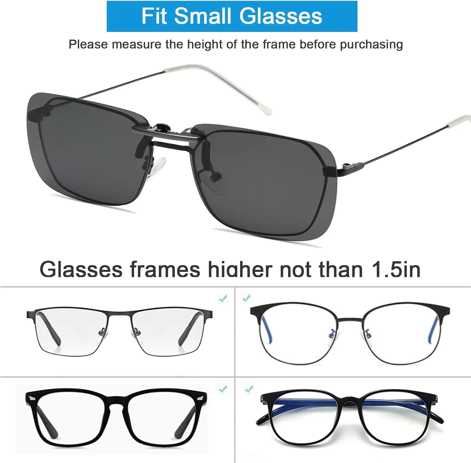 Clip on Polarized Night Vision Driving Glasses, Blocker To Wear Over Prescription Glasse -Clip on Compact