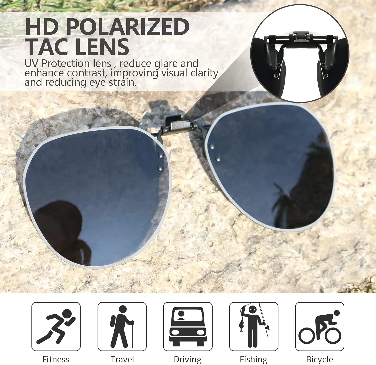 Clip on Sunglasses Over Prescription Glasses Polarized Anti Glare Flip Up UV Protection Glasses For Men Women