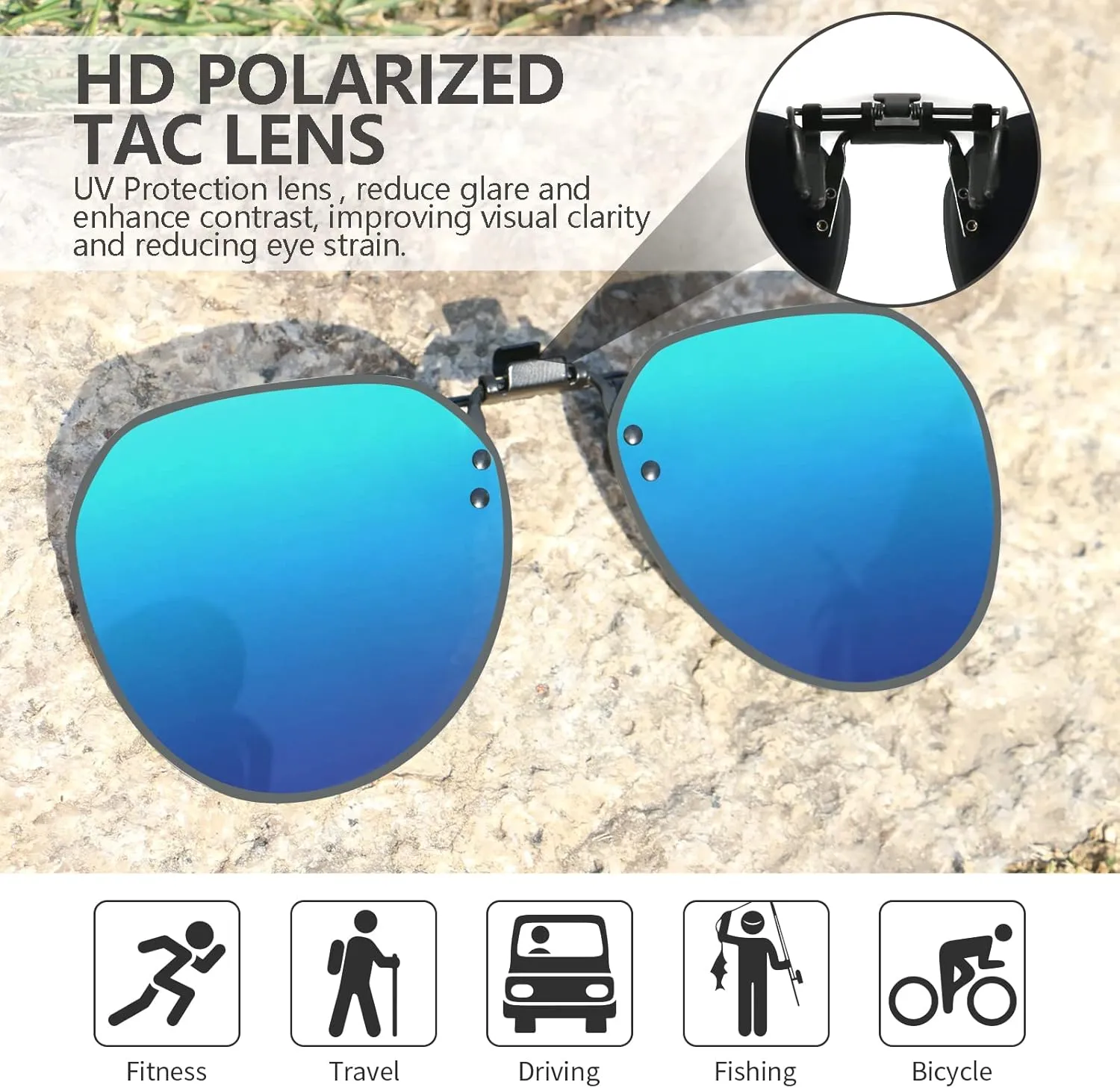 Clip on Sunglasses Over Prescription Glasses Polarized Anti Glare Flip Up UV Protection Glasses For Men Women