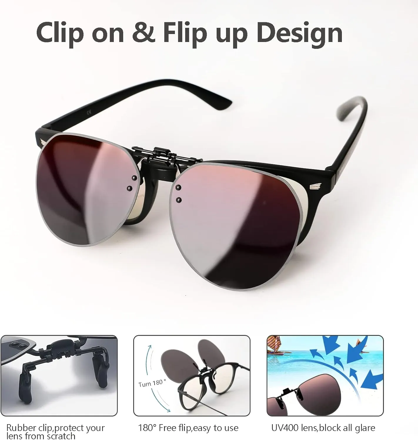 Clip on Sunglasses Over Prescription Glasses Polarized Anti Glare Flip Up UV Protection Glasses For Men Women