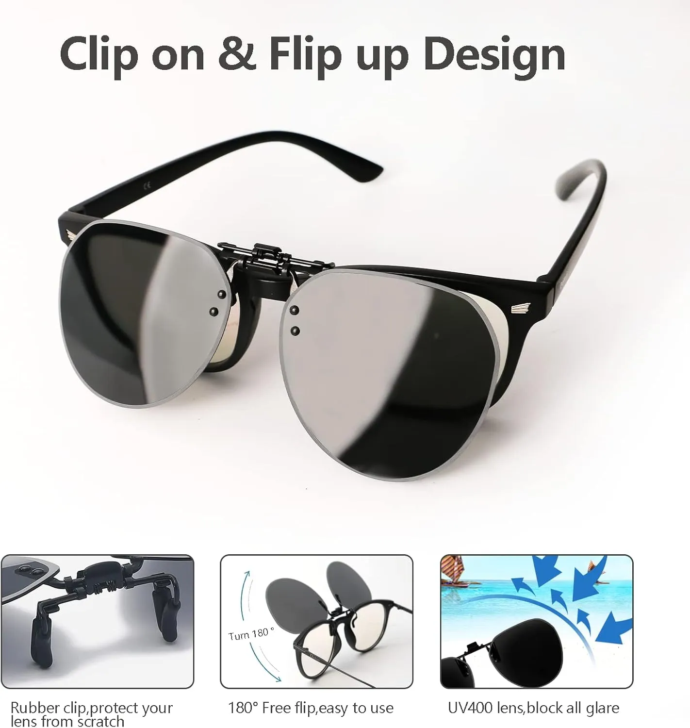 Clip on Sunglasses Over Prescription Glasses Polarized Anti Glare Flip Up UV Protection Glasses For Men Women