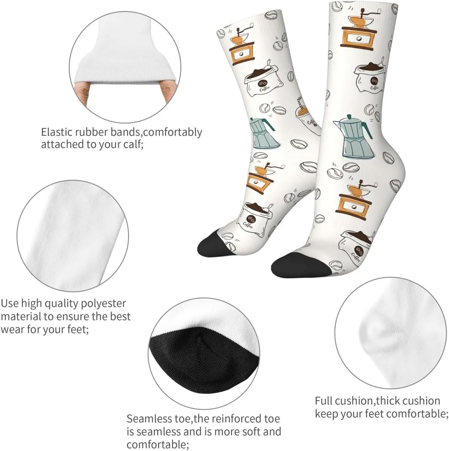 Coffee Pattern Fun And Innovative Men'S And Women'S Crew - Elastic Comfortable Formal Socks, Gift Casual Socks