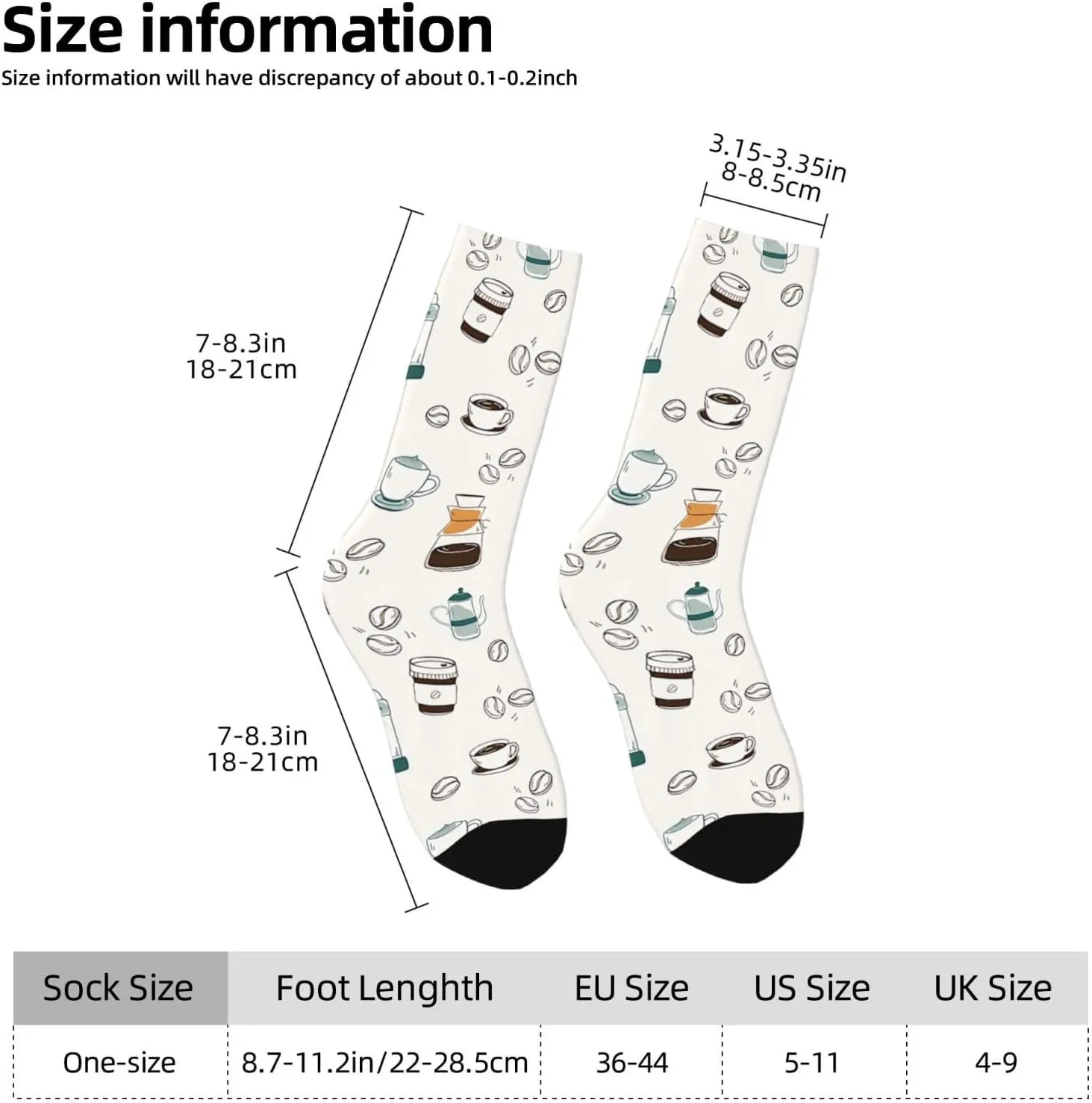 Coffee Pattern Fun And Innovative Men'S And Women'S Crew - Elastic Comfortable Formal Socks, Gift Casual Socks