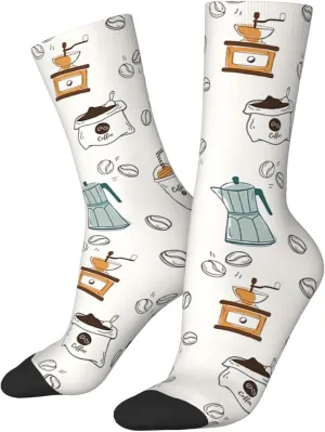 Coffee Pattern Fun And Innovative Men'S And Women'S Crew - Elastic Comfortable Formal Socks, Gift Casual Socks