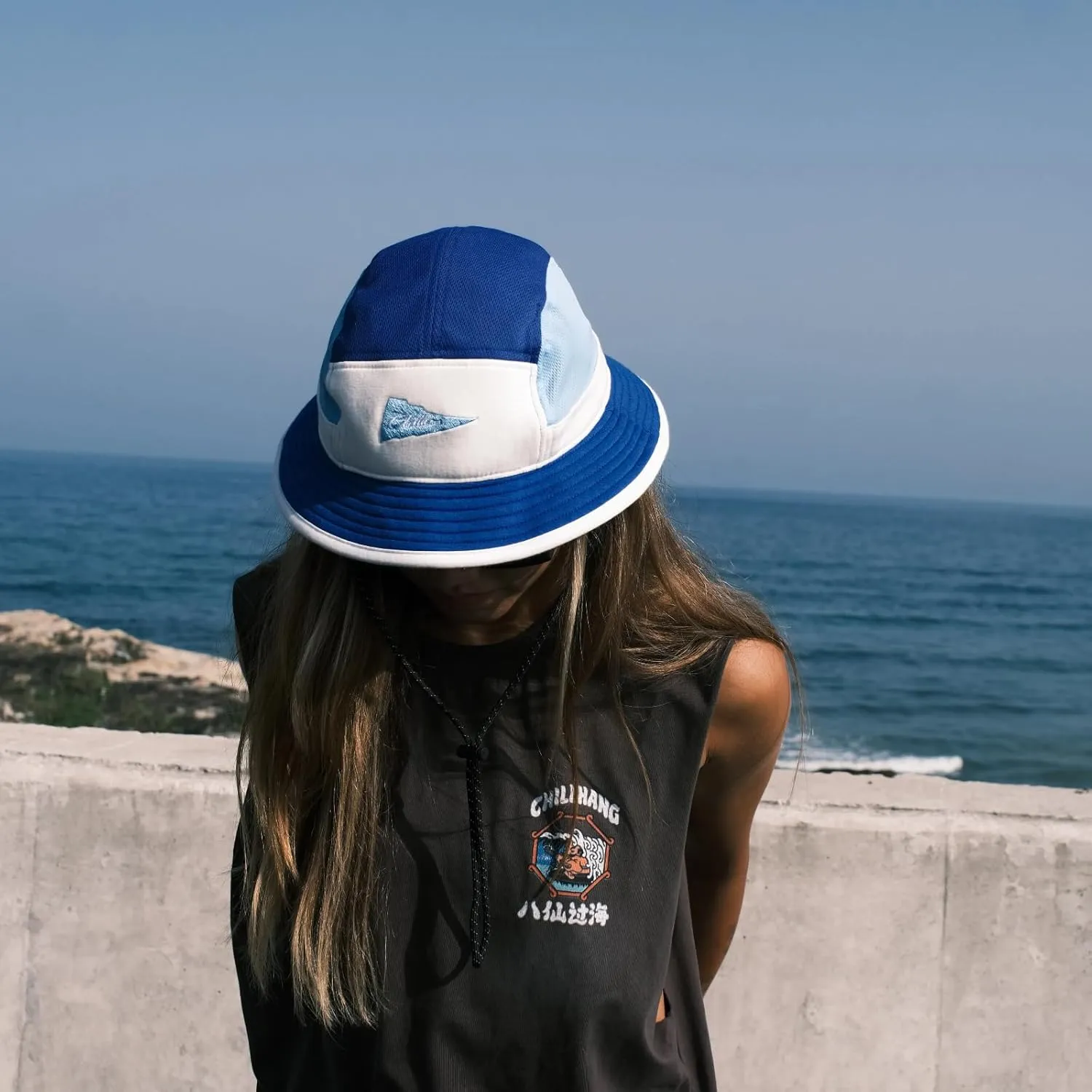 Color-Blocked Fisherman Style Sun Hat for Outdoor Camping, Surfing & Vacations - Wide Brim, UV Protective, Anti-Slip