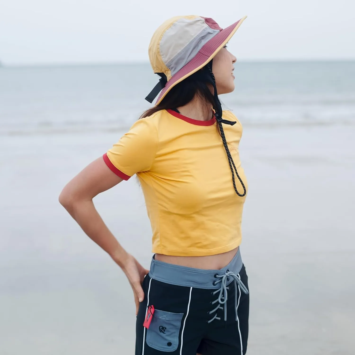 Color-Blocked Fisherman Style Sun Hat for Outdoor Camping, Surfing & Vacations - Wide Brim, UV Protective, Anti-Slip