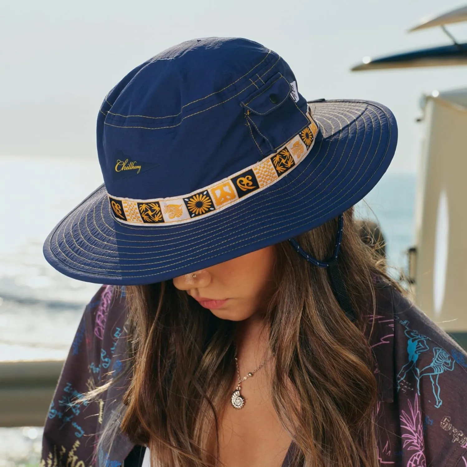 Color-Blocked Fisherman Style Sun Hat for Outdoor Camping, Surfing & Vacations - Wide Brim, UV Protective, Anti-Slip