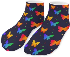 Colorful Butterflies Ankle Socks Breathable Low Cut Sports Socks Casual No Show Sock for Women Men
