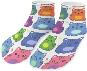 Colorful Cat Ankle Socks Breathable Low Cut Sports Socks Casual No Show Sock for Women Men