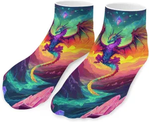 Colorful Dragon Diamond Low Cut Ankle Socks Casual Liner Sock Pack Non Slip Invisible For Men Women