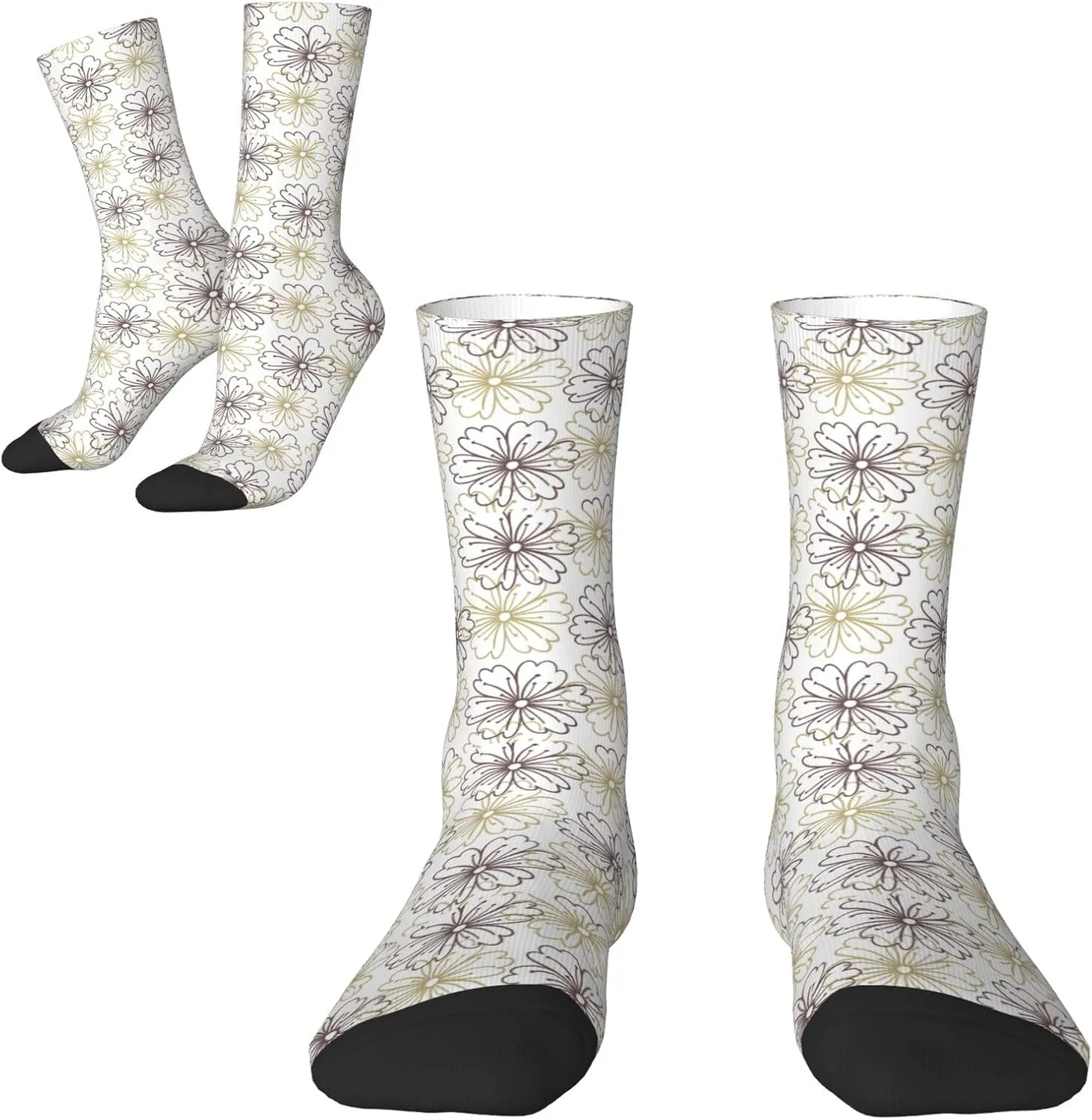Colorful Floral Flowers Pattern Fun Novelty Socks For Women Men Retro Crew Socks Sporty Calf Socks Casual Socks Women