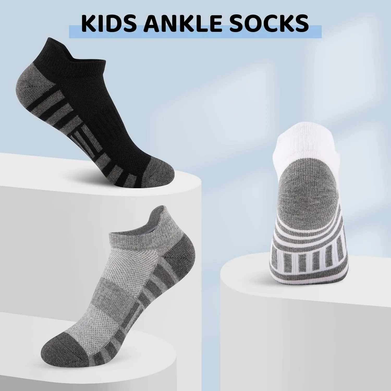 Comfoex Boys Socks Low Cut Cotton Breathable Ankle Scoks Sport For Kids 4-7 7-10 Years Old Short Athletic 10 Pairs