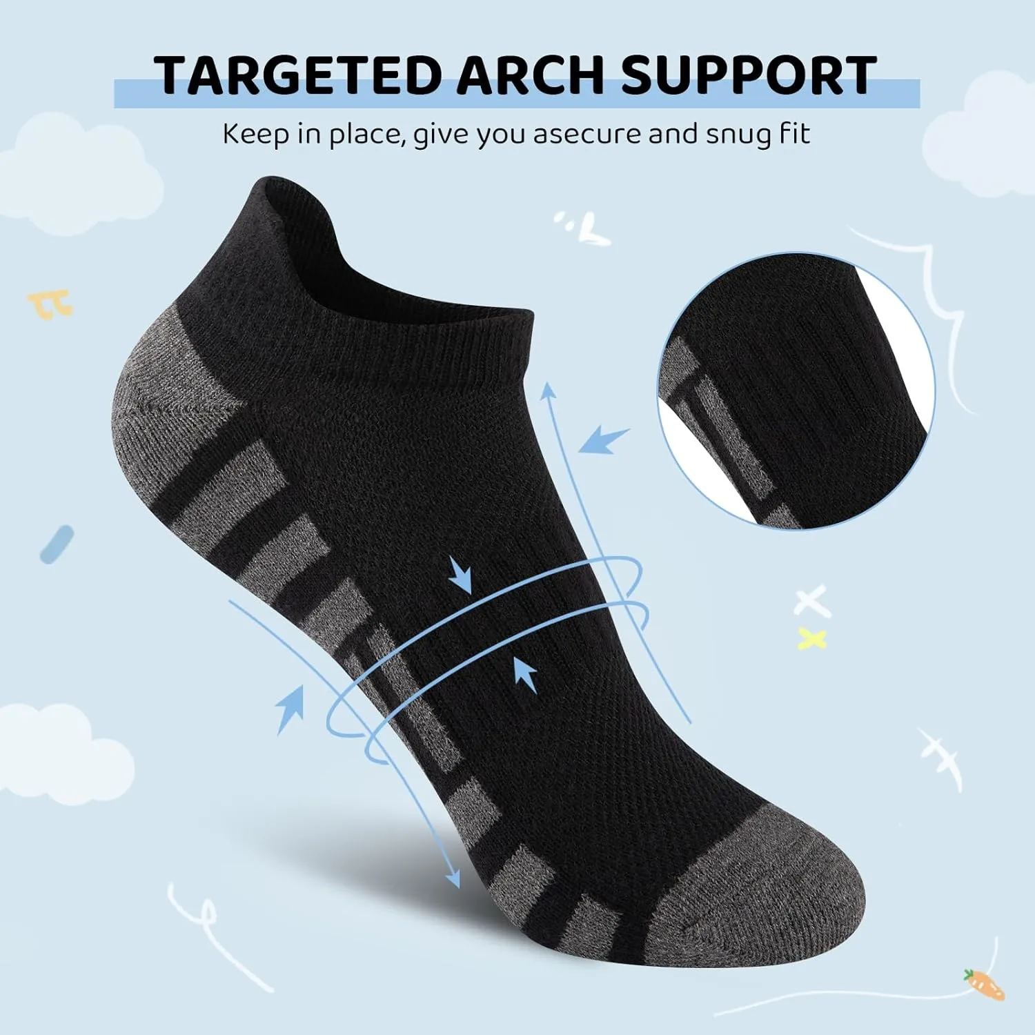 Comfoex Boys Socks Low Cut Cotton Breathable Ankle Scoks Sport For Kids 4-7 7-10 Years Old Short Athletic 10 Pairs