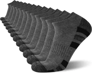 COOVAN 12 Pack Mens Ankle Socks Low Cut Cushioned Comfort Breathable Casual Socks 12 pairs
