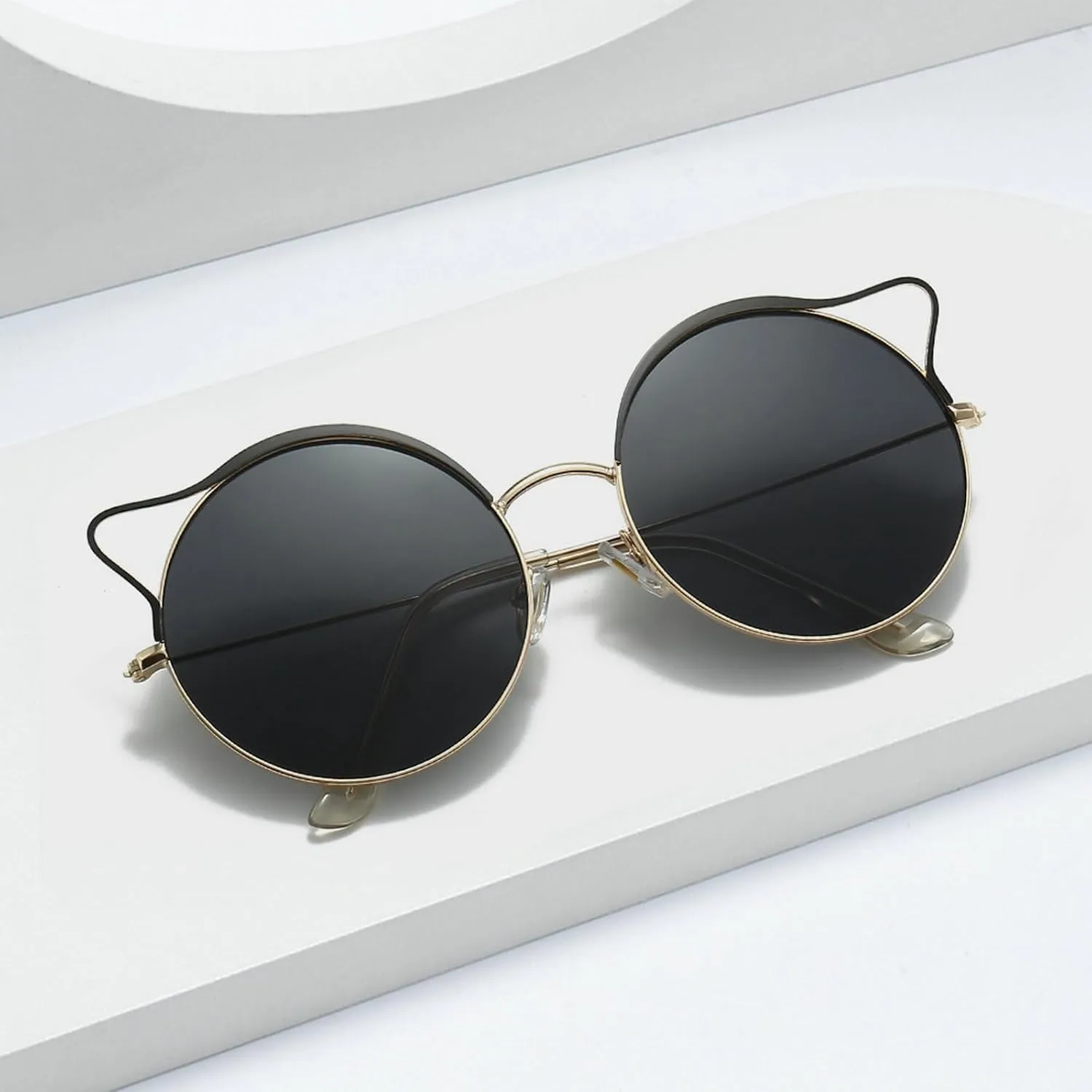 COTIA Cute Round Punk Sunglasses Women 2023 Cat Eye Sun Glasses for Ladies Vintage Eyewear Shades UV400
