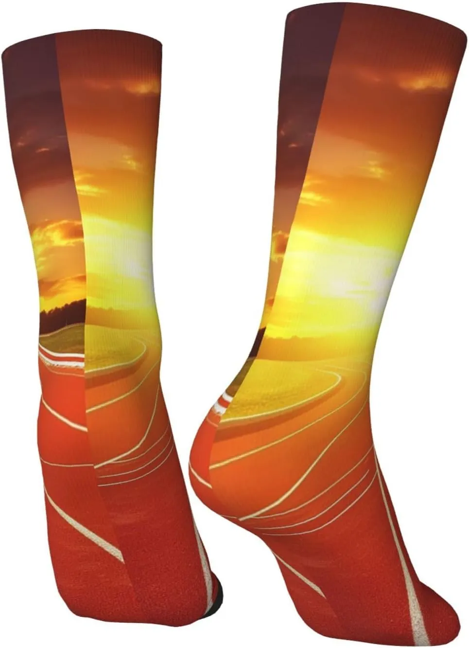 Crew Athletic Socks Moisture-Wicking Running Sock Running Track Sunset Casual Calf Socks for Men Women
