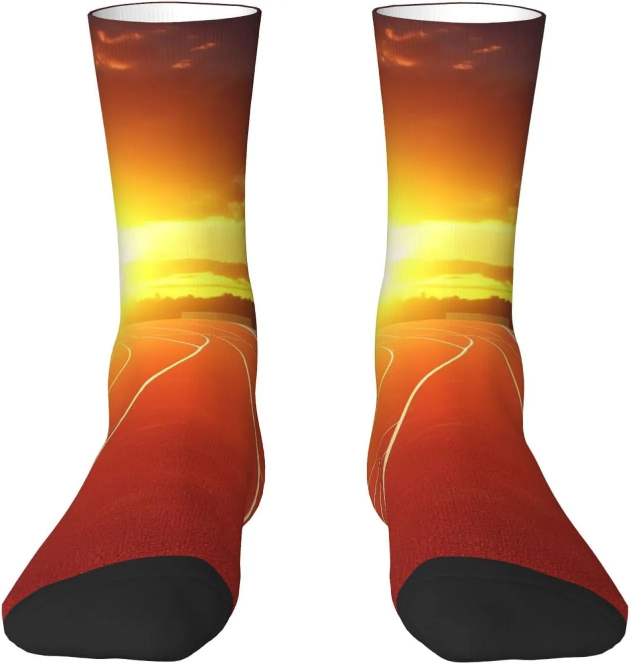 Crew Athletic Socks Moisture-Wicking Running Sock Running Track Sunset Casual Calf Socks for Men Women