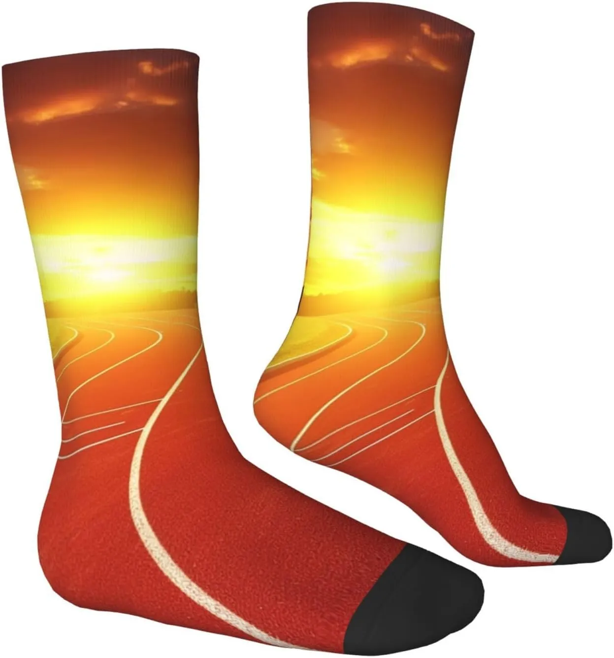 Crew Athletic Socks Moisture-Wicking Running Sock Running Track Sunset Casual Calf Socks for Men Women