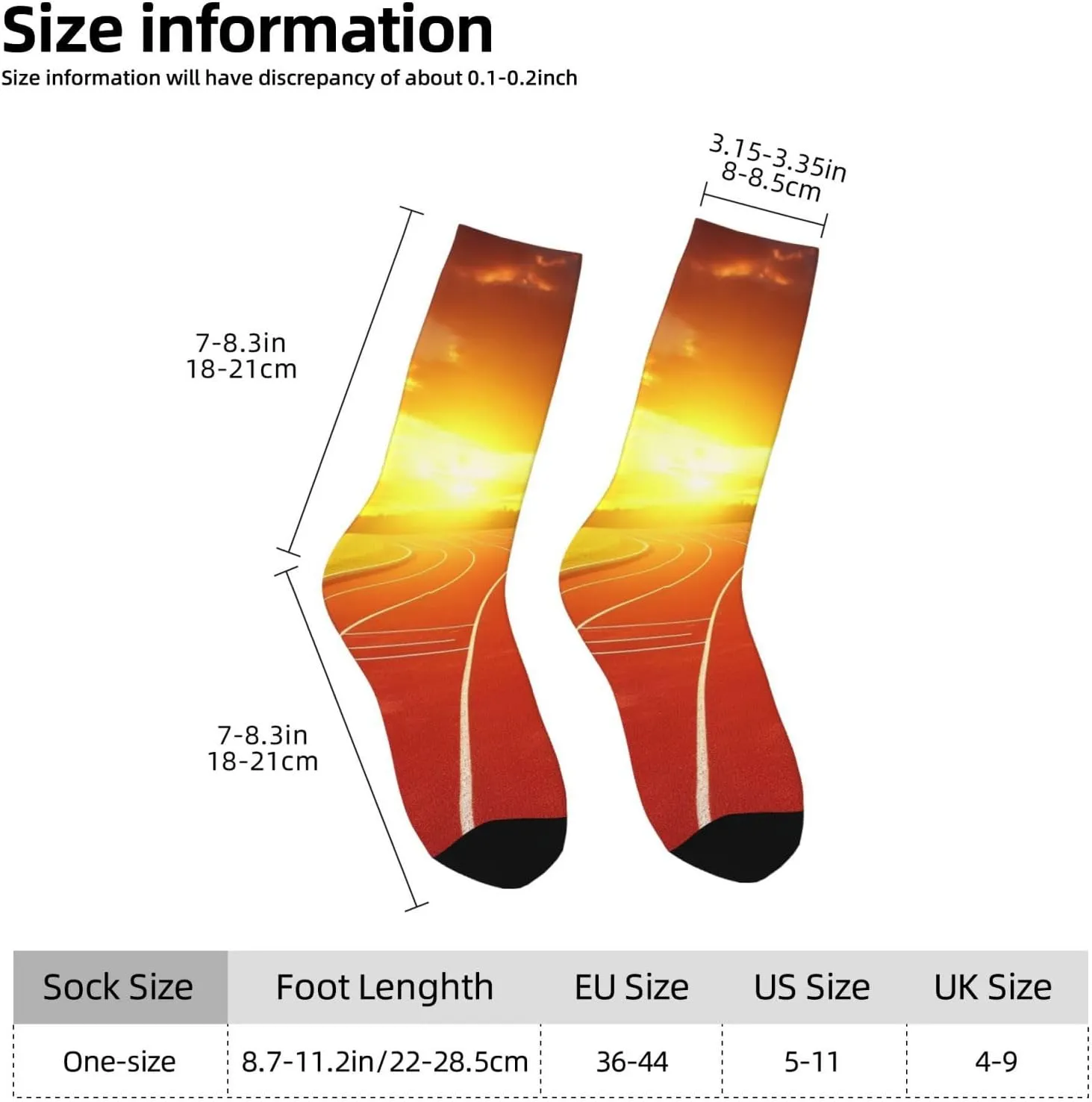 Crew Athletic Socks Moisture-Wicking Running Sock Running Track Sunset Casual Calf Socks for Men Women