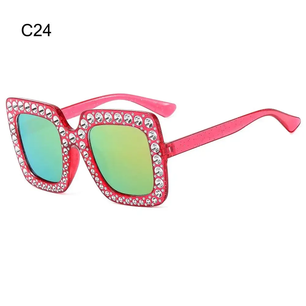 Crystal Oversized Sunglasses for Women with Rhinestones