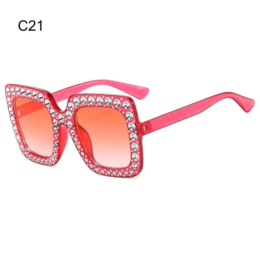 Crystal Oversized Sunglasses for Women with Rhinestones