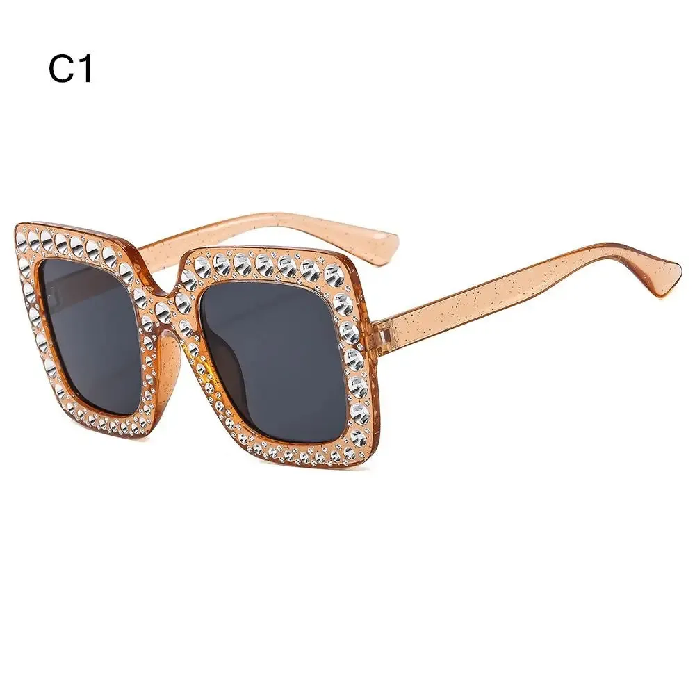 Crystal Oversized Sunglasses for Women with Rhinestones