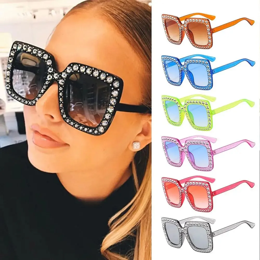 Crystal Oversized Sunglasses for Women with Rhinestones