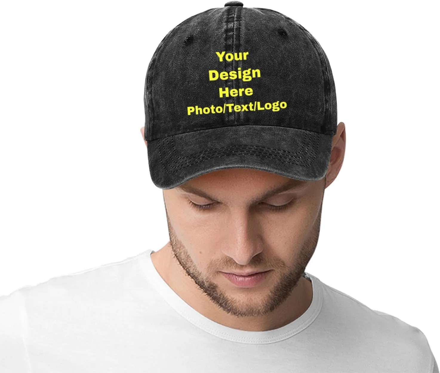 Custom Baseball Cap for Men Personalized Baseball Cap Custom Baseball Cap with Your Text Black