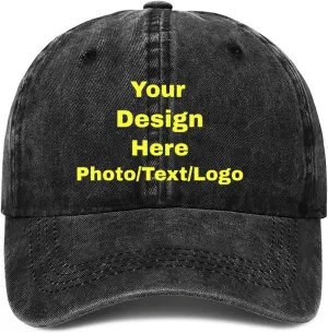 Custom Baseball Cap for Men Personalized Baseball Cap Custom Baseball Cap with Your Text Black