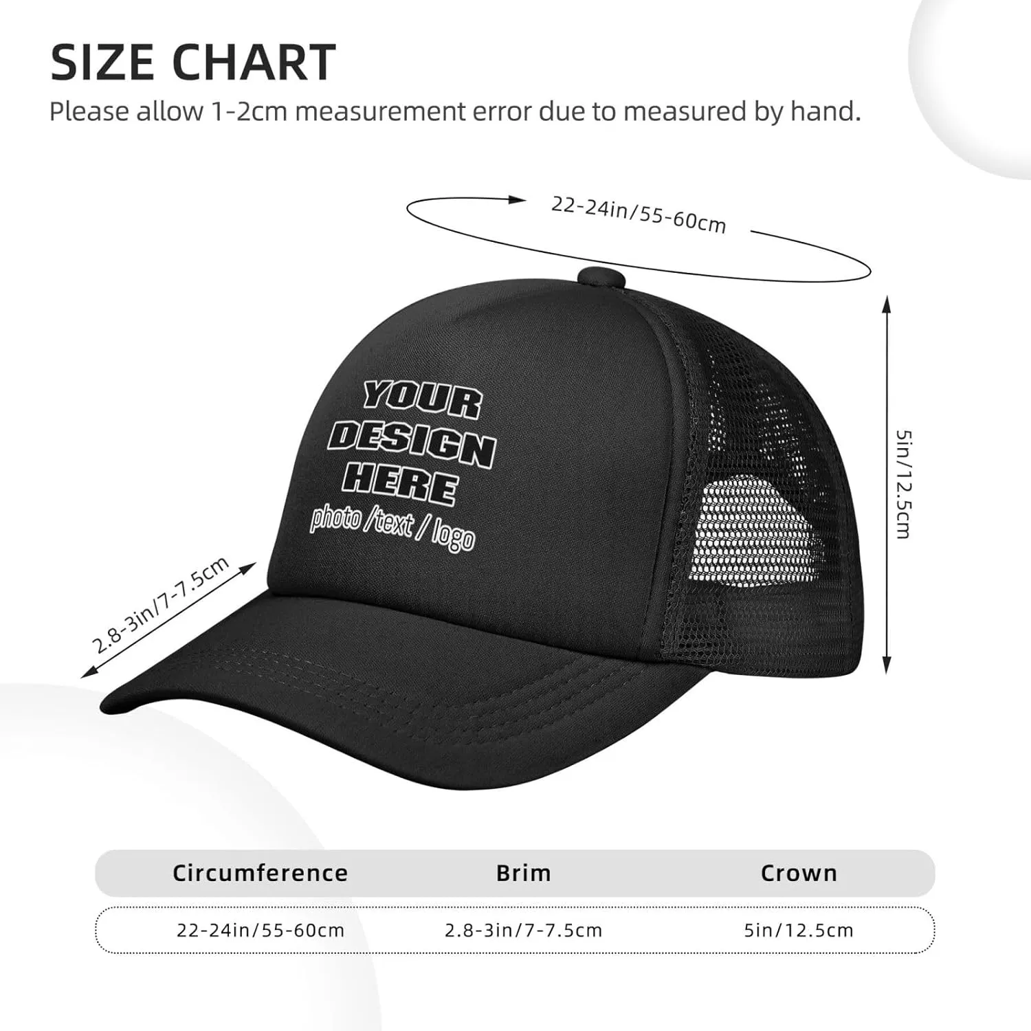 Custom Baseball Cap for Men Personalized Baseball Cap Custom Baseball Cap with Your Text Black