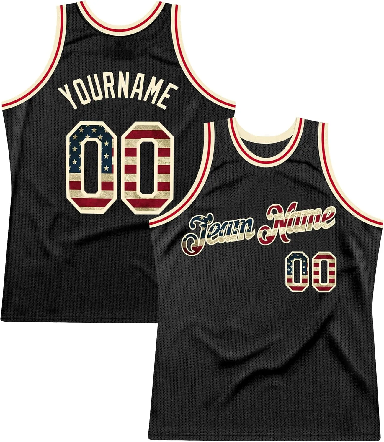 Custom Name Team Name Number Cream Black-Blue Authentic Throwback Basketball Jersey, Personalized Uniform Basketball Shirt