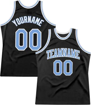 Custom Name Team Name Number Cream Black-Blue Authentic Throwback Basketball Jersey, Personalized Uniform Basketball Shirt