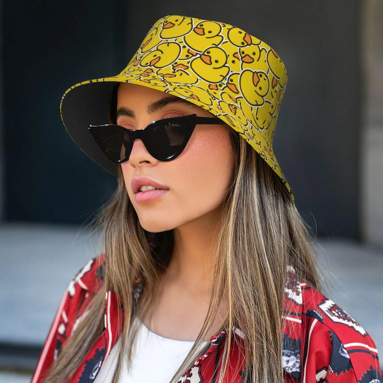 Cute Duck Print Sun Hats Fashion Bucket Hat for Men Women Summer Outdoor Travel Beach Boonie Cap