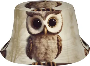 Cute Owl Bucket Hat Packable Breathable Sun Hats Fisherman Hats Outdoor Summer Travel Hiking Beach Caps for Men Women Black