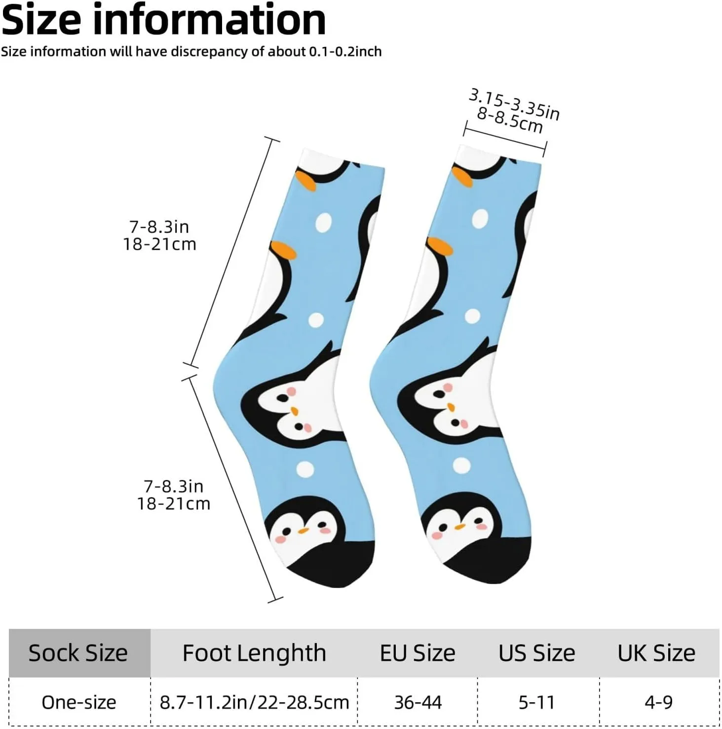 Cute Penguin Pattern Fun And Innovative Men'S And Women'S Crew - Elastic Comfortable Formal Socks, Gift Casual Socks