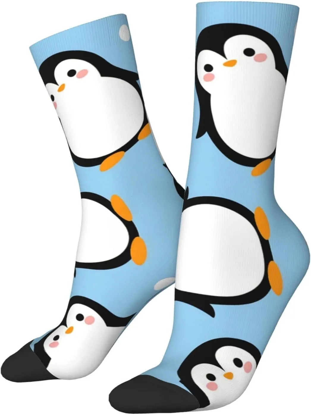 Cute Penguin Pattern Fun And Innovative Men'S And Women'S Crew - Elastic Comfortable Formal Socks, Gift Casual Socks
