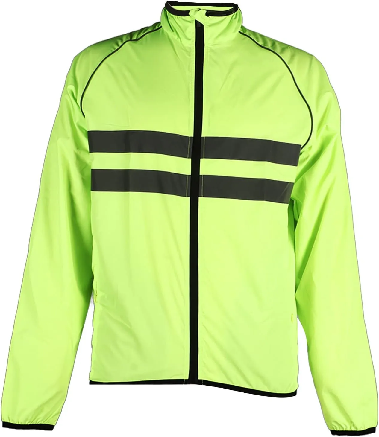 Cycling Jacket, Men Cycling Jacket Comfortable Breathable Cycling Jacket Long Sleeves Reflective Jacket Polyester with 2 Side Pockets and Back Pocket for Outdoor (L)