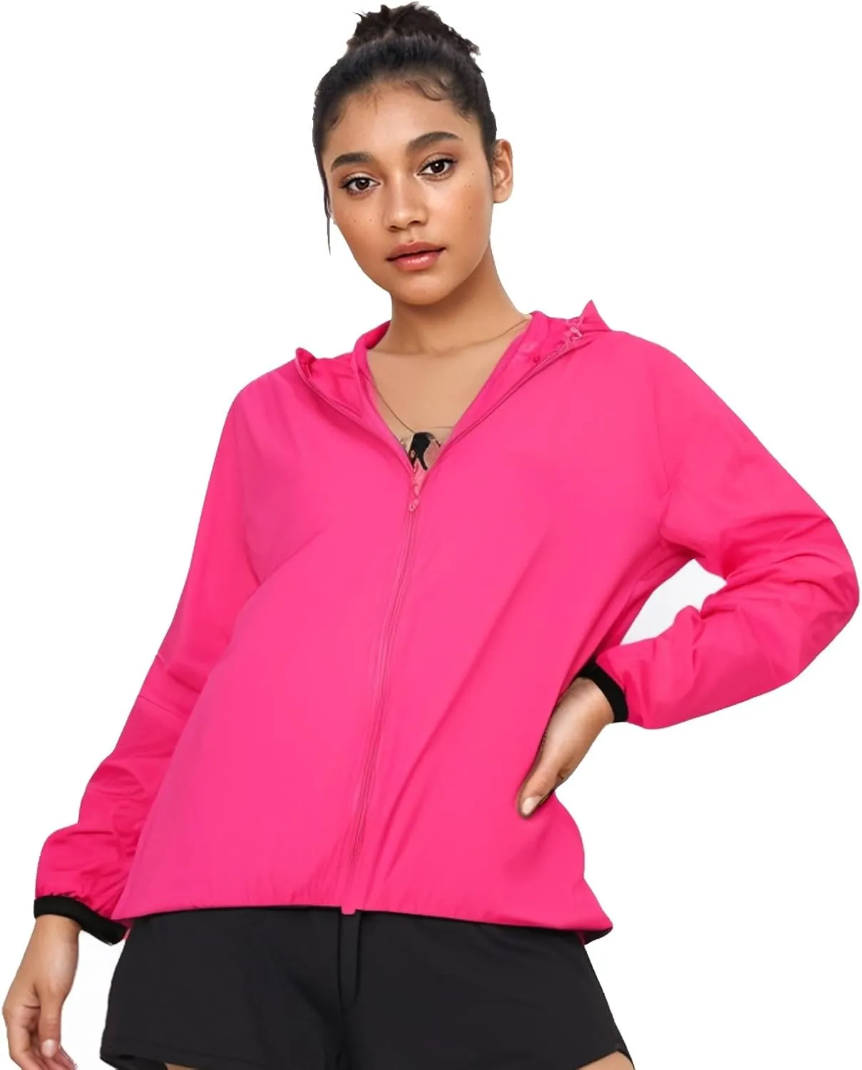 Cycling rain jackets for women, Breathable and Reflective with Hood Cycling Running