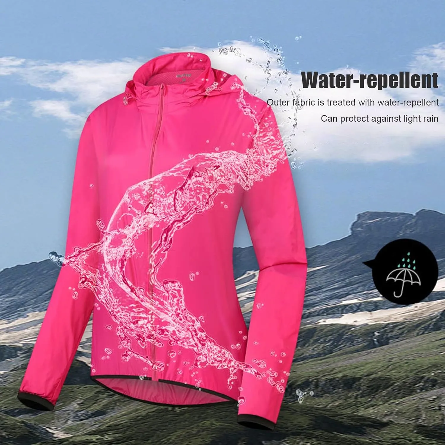 Cycling rain jackets for women, Breathable and Reflective with Hood Cycling Running