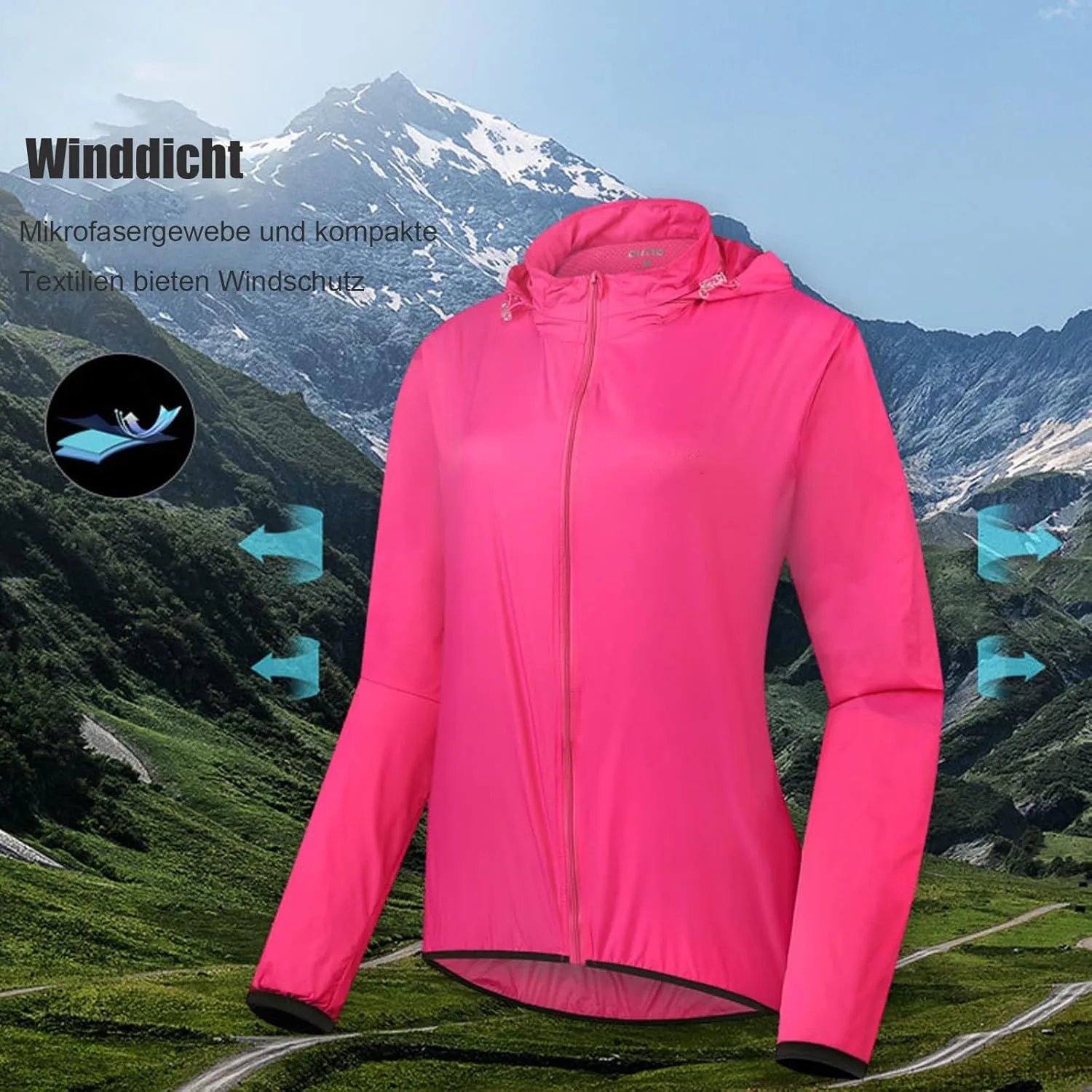 Cycling rain jackets for women, Breathable and Reflective with Hood Cycling Running