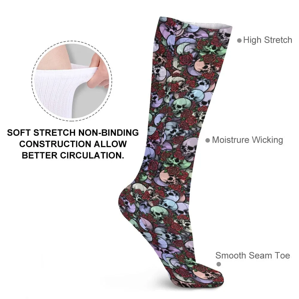 Dark Blue Green Skulls Breathable Stockings Pack of 5