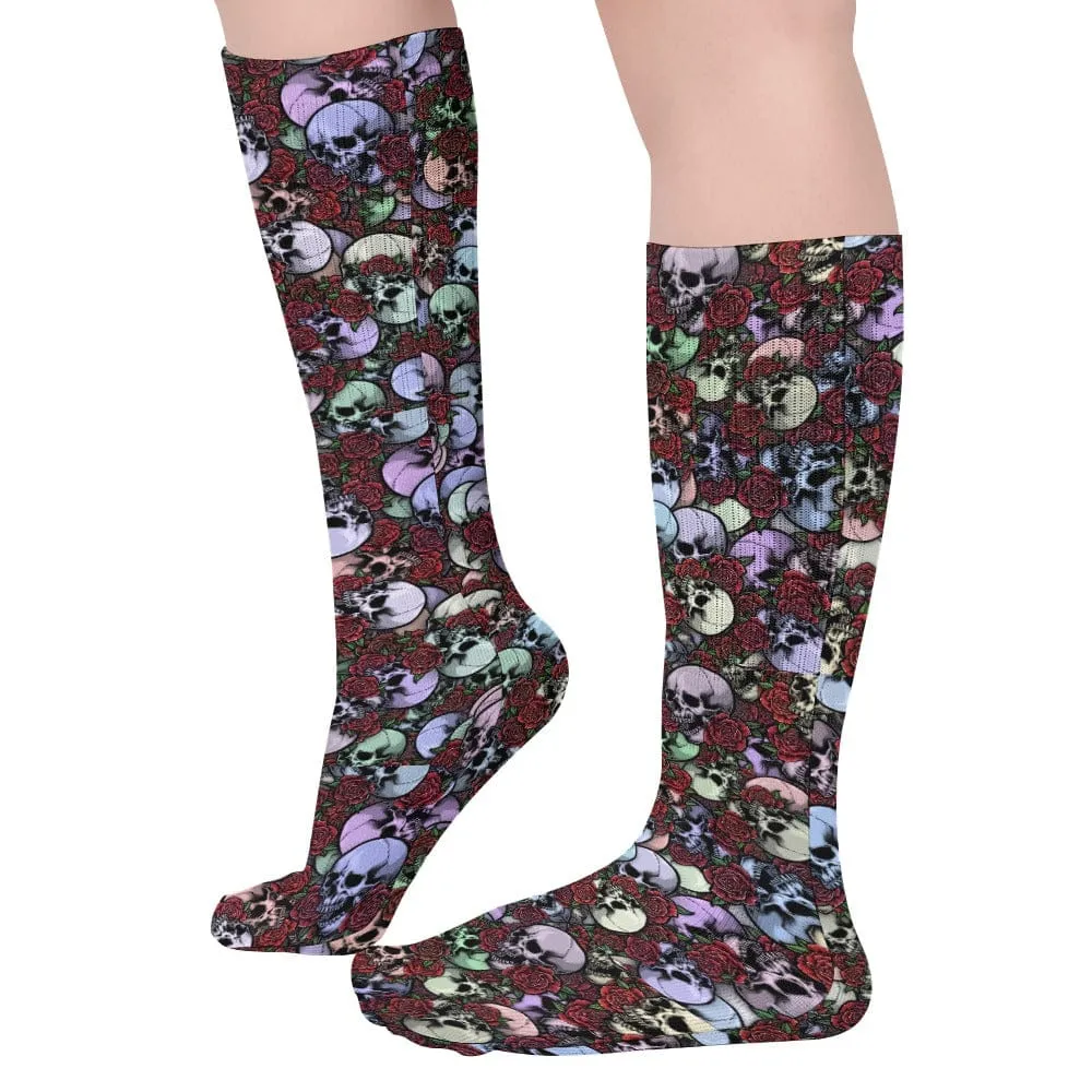 Dark Blue Green Skulls Breathable Stockings Pack of 5