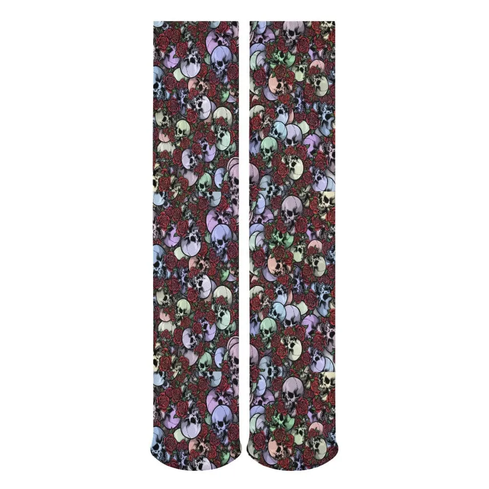 Dark Blue Green Skulls Breathable Stockings Pack of 5