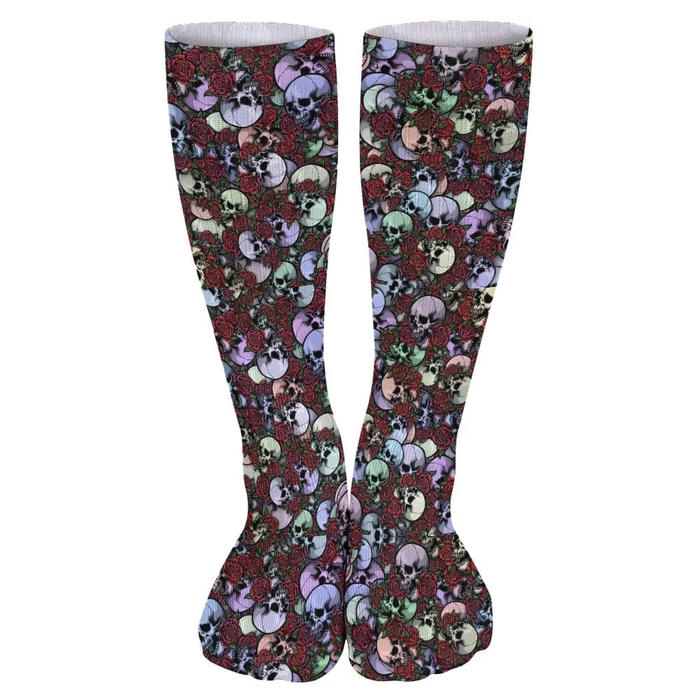 Dark Blue Green Skulls Breathable Stockings Pack of 5