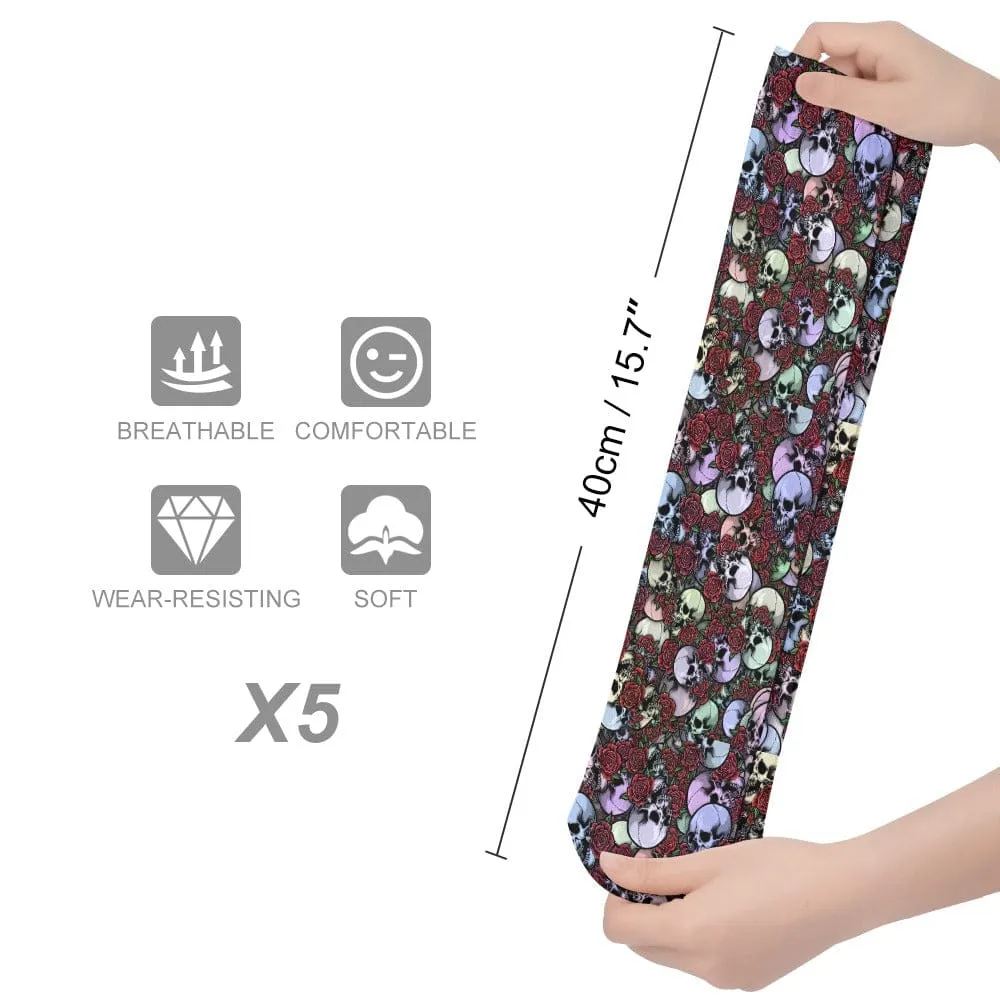 Dark Blue Green Skulls Breathable Stockings Pack of 5