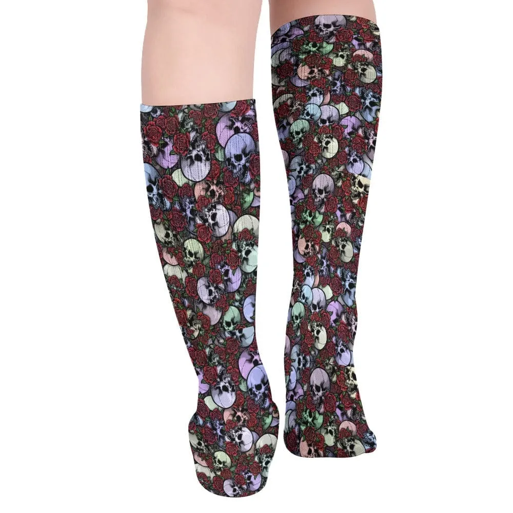 Dark Blue Green Skulls Breathable Stockings Pack of 5