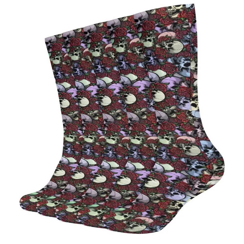 Dark Blue Green Skulls Breathable Stockings Pack of 5
