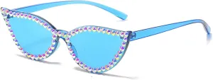 Diamond Cat Eye Sunglasses Fashion Crystal Rhinestone Vintage Frame Brand Design Sun Glasses Retro for Female UV400