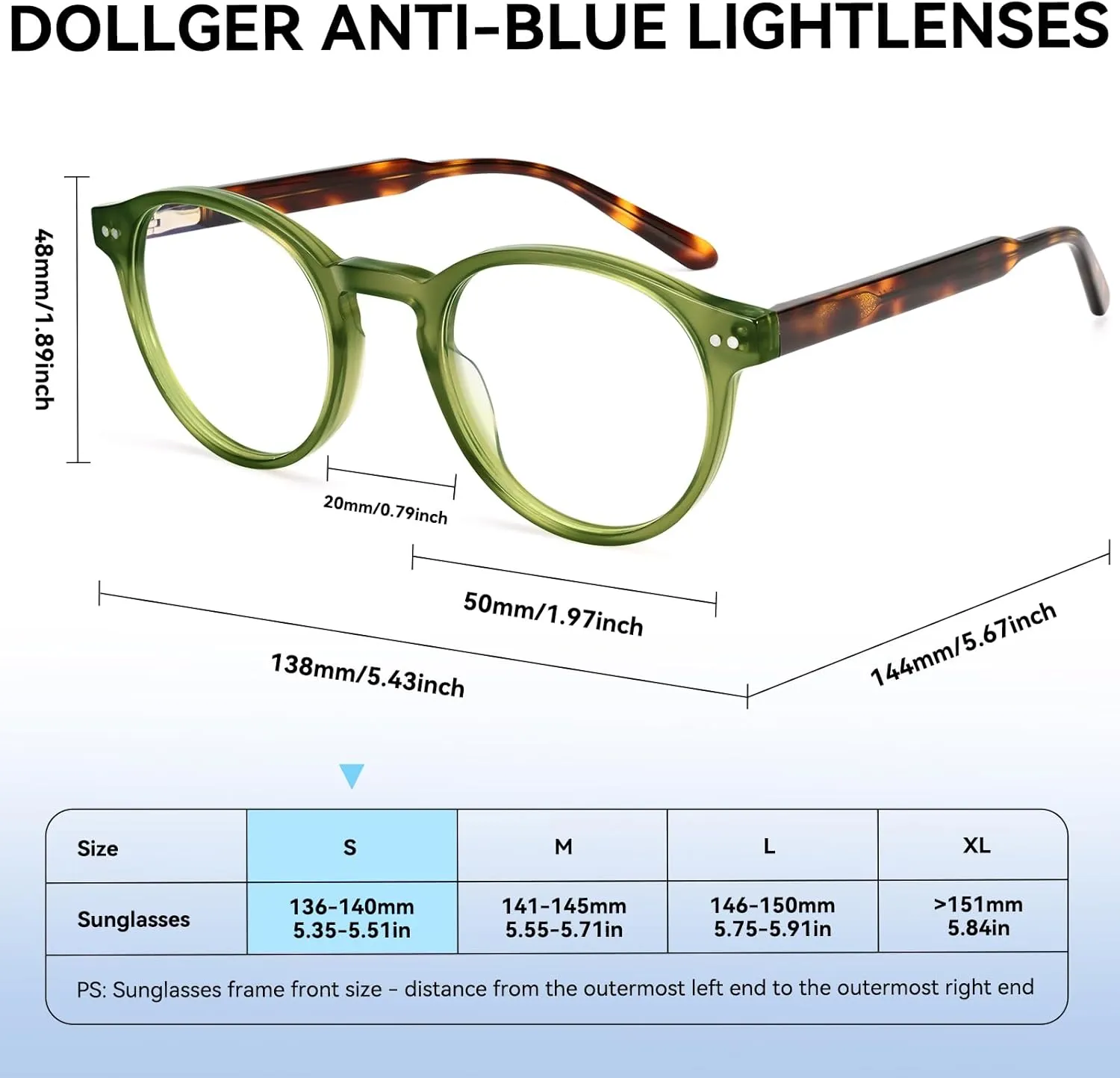 Dollger Blue Light Blocking Glasses For Woman Men Thick Acetate Frame Round Computer BlueLight Glasses Non-Prescription